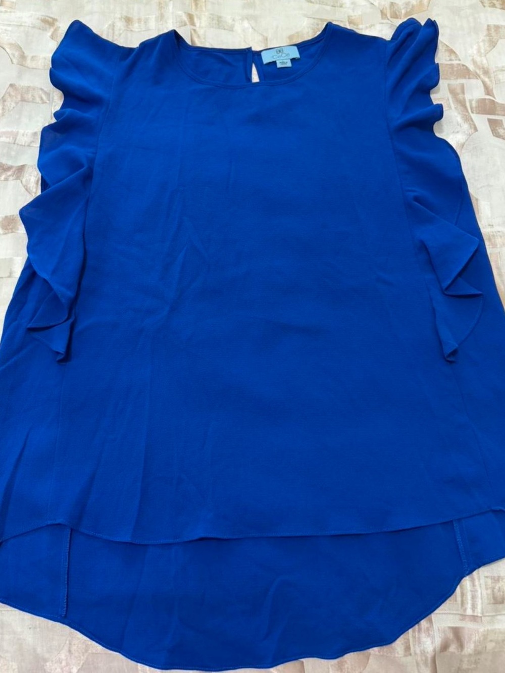 Cece women’s ruffle Sleeve Cottagecore blouse size large royal blue like new